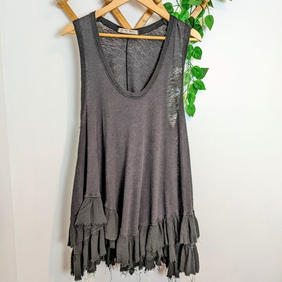 Free People Tops - WE THE FREE FREE PEOPLE GRAY EXTRA LONG TANK BLOUSE SIZE MEDIUM